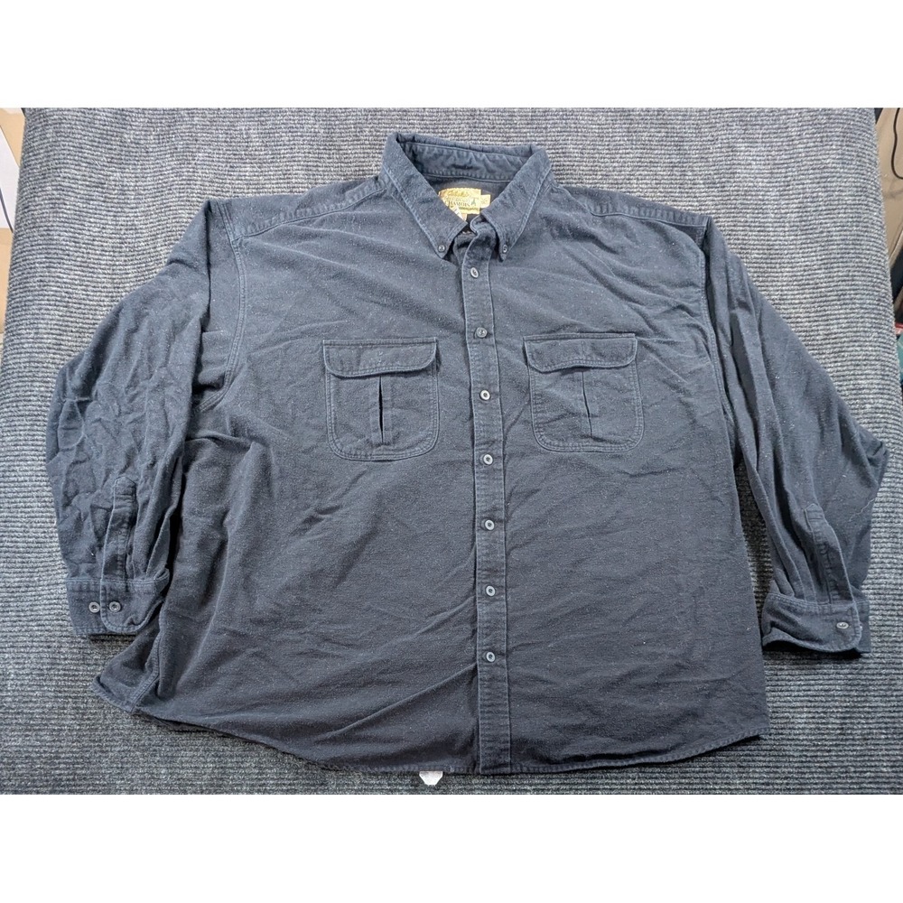 Cabela's Deerskin Soft Chamois Shirt Mens 5XL Black Cotton Utility Button Down
